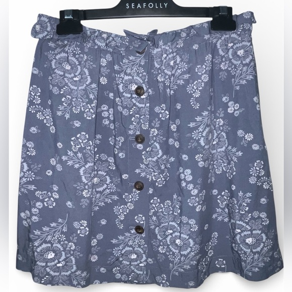 Madewell Dresses & Skirts - Madewell Womens Paperbag Waist Blue Floral Button Front Skirt Medium